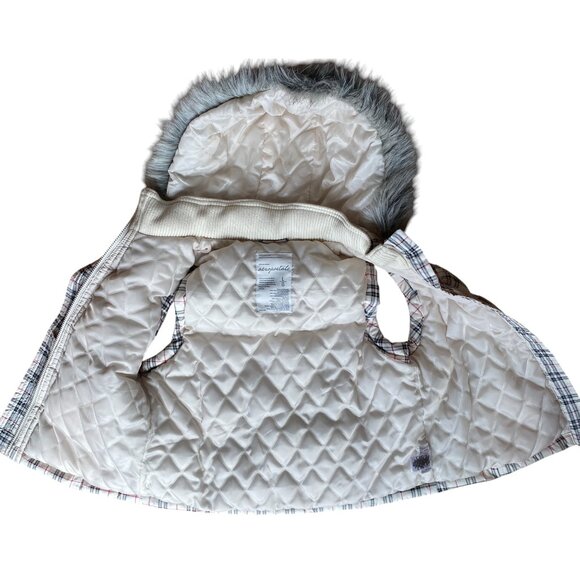 Vintage Aeropostle Plaid Faux Fur Hooded Vest Removable Hood Puffer 90s Y2K-L - Picture 9 of 16